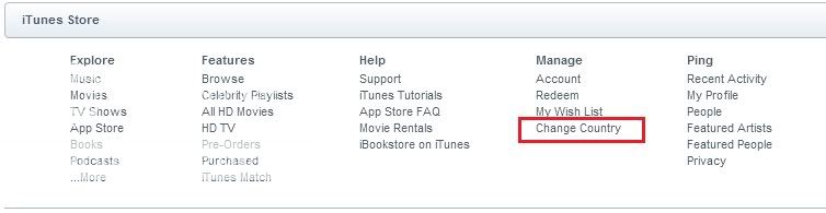 Change Country on itunes